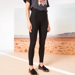 Legging<Blancheporte Legging met gestikte plooien, elastische taille zwart