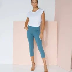 Legging<Blancheporte 3/4-legging met hoge taille, platte buik pauwblauw