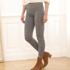 Legging<Blancheporte Legging met ingeweven ruitjes, elastische taille zwart / beige
