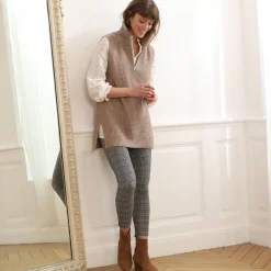Legging<Blancheporte Legging met ingeweven ruitjes, elastische taille zwart / beige