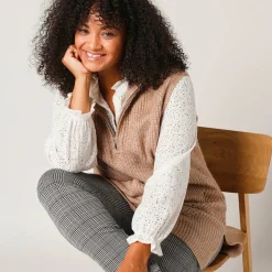 Legging<Blancheporte Legging met ingeweven ruitjes, elastische taille zwart / beige