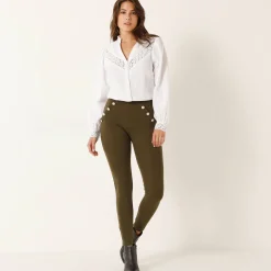 Feestoutfits Dames|Legging<Blancheporte Legging met knooppandeffect, elastische taille kaki