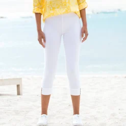 Legging<Blancheporte 3/4-legging met knopen onderaan wit