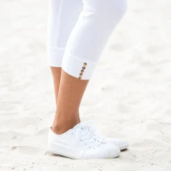 Legging<Blancheporte 3/4-legging met knopen onderaan wit