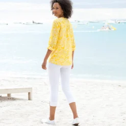 Legging<Blancheporte 3/4-legging met knopen onderaan wit