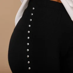 Feestoutfits Dames|Legging<Lora Zellini Legging met sierspijkers zwart