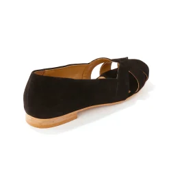 Ballerina's|Schoenen<Blancheporte Leren ballerina's met open neus zwart