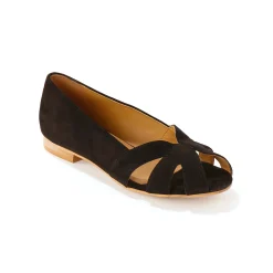 Ballerina's|Schoenen<Blancheporte Leren ballerina's met open neus zwart