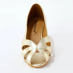 Ballerina's|Schoenen<Blancheporte Leren ballerina's met open neus goudkleurig