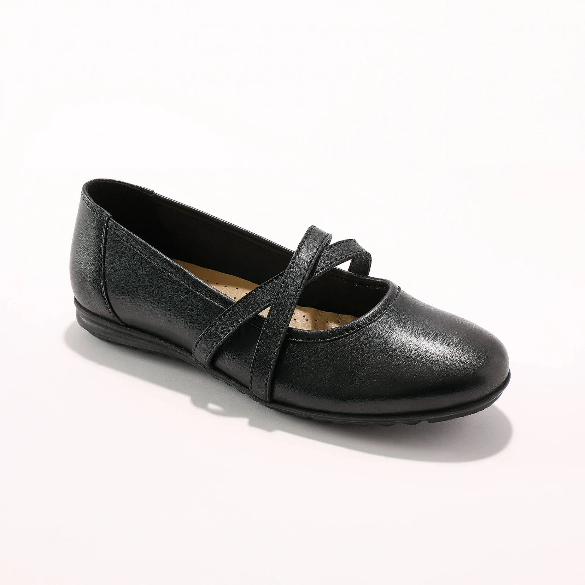 Ballerina's|Schoenen<Blancheporte Leren ballerina's met riempjes zwart