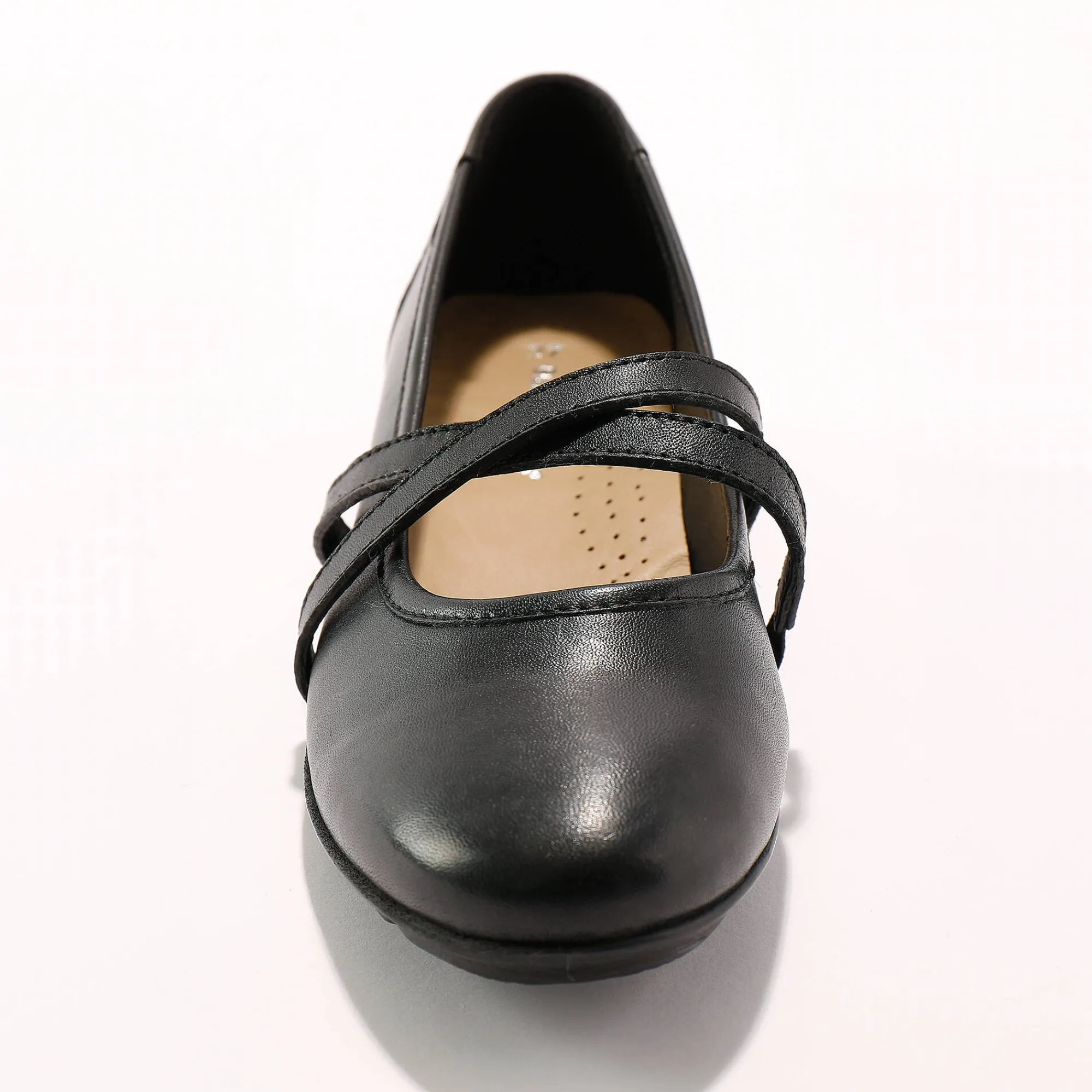 Ballerina's|Schoenen<Blancheporte Leren ballerina's met riempjes zwart