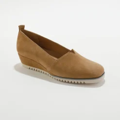 Ballerina's|Schoenen<Blancheporte Leren ballerina's met sleehak - marine taupe