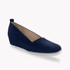Ballerina's|Schoenen<Blancheporte Leren ballerina's met sleehak - marine