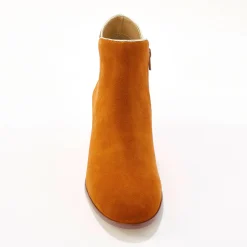 Feestelijke Schoenen|Bottines En Boots<Blancheporte Leren boots met goudkleurig biesje karamel