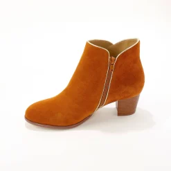 Feestelijke Schoenen|Bottines En Boots<Blancheporte Leren boots met goudkleurig biesje karamel