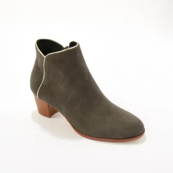 Feestelijke Schoenen|Bottines En Boots<Blancheporte Leren boots met goudkleurig biesje grijs