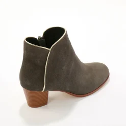 Feestelijke Schoenen|Bottines En Boots<Blancheporte Leren boots met goudkleurig biesje grijs