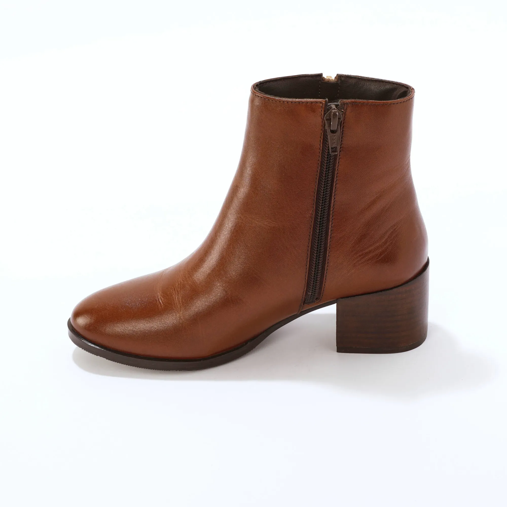Feestelijke Schoenen|Bottines En Boots<Blancheporte Leren boots met rits bruin