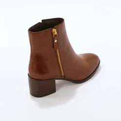 Feestelijke Schoenen|Bottines En Boots<Blancheporte Leren boots met rits bruin