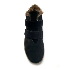 Bottines En Boots|Schoenen<PédiConfort Leren boots met scratchriempjes en bontrand zwart