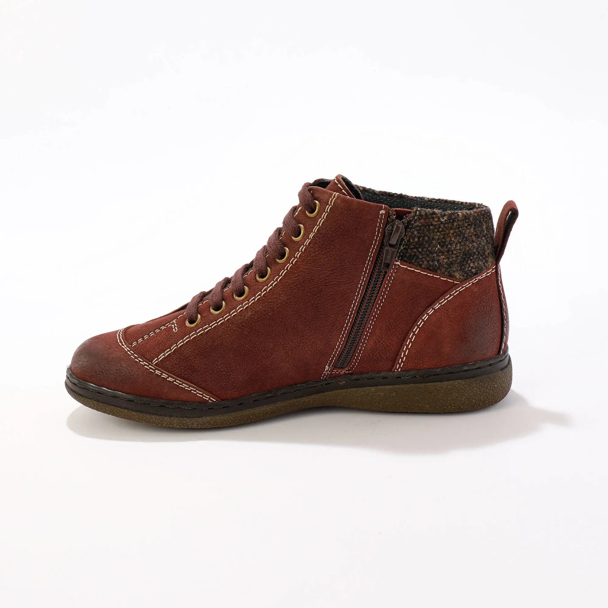 Bottines En Boots|Schoenen<Blancheporte Leren boots met veters en rits bordeaux