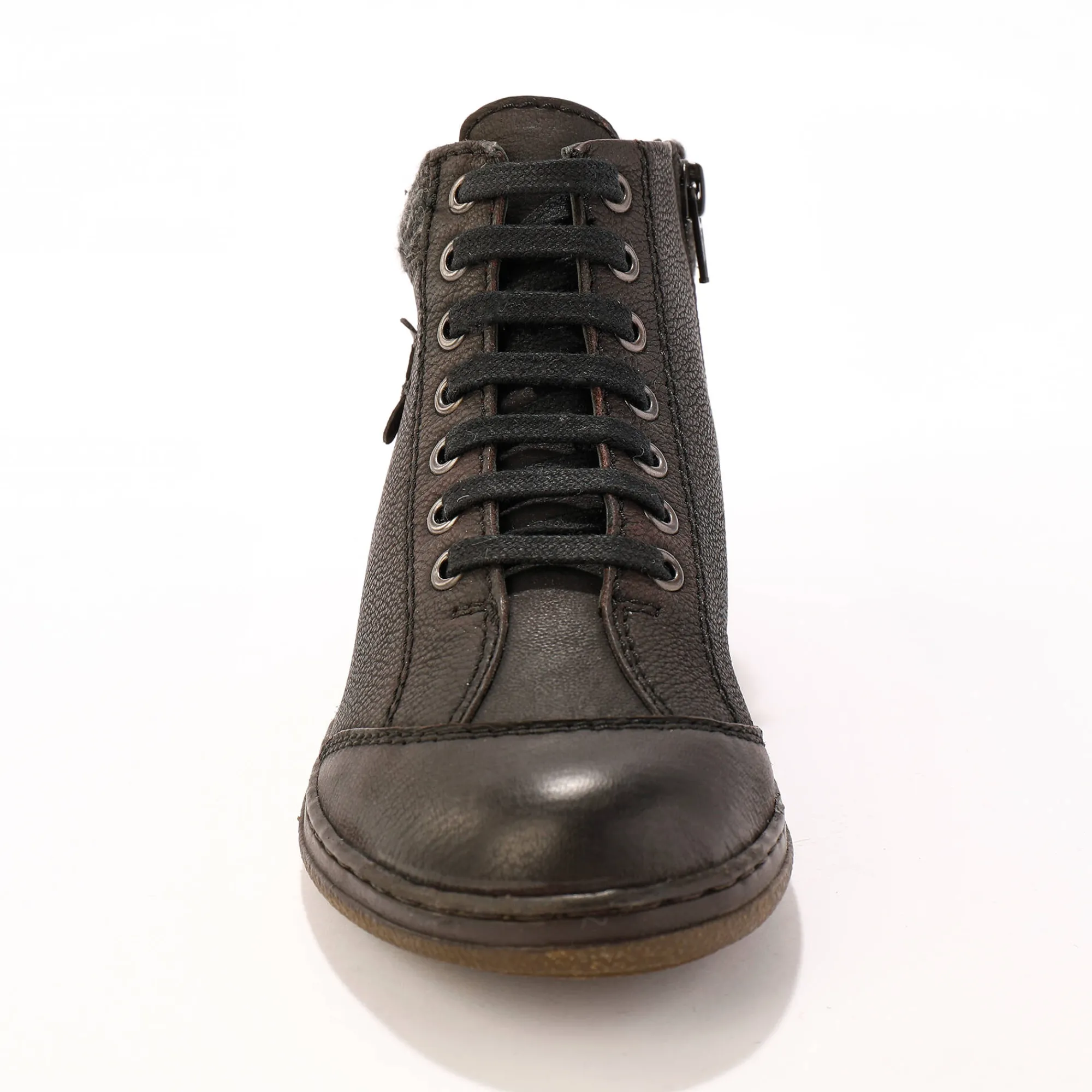 Bottines En Boots|Schoenen<Blancheporte Leren boots met veters en rits bordeaux