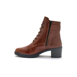Bottines En Boots|Schoenen<PédiConfort Leren bottines met hak, rits en veters bruin