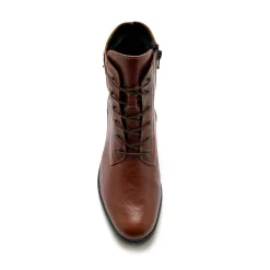 Bottines En Boots|Schoenen<PédiConfort Leren bottines met hak, rits en veters bruin