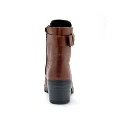 Bottines En Boots|Schoenen<PédiConfort Leren bottines met hak, rits en veters bruin
