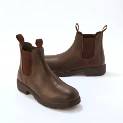 Schoenen|Schoenen Heren<Blancheporte Leren Chelsea boots, elastische zijkanten en dikke zool donkerbruin
