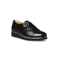 Derby's En Mocassins|Schoenen<PédiConfort Leren derby's met sleehak en gesp zwart