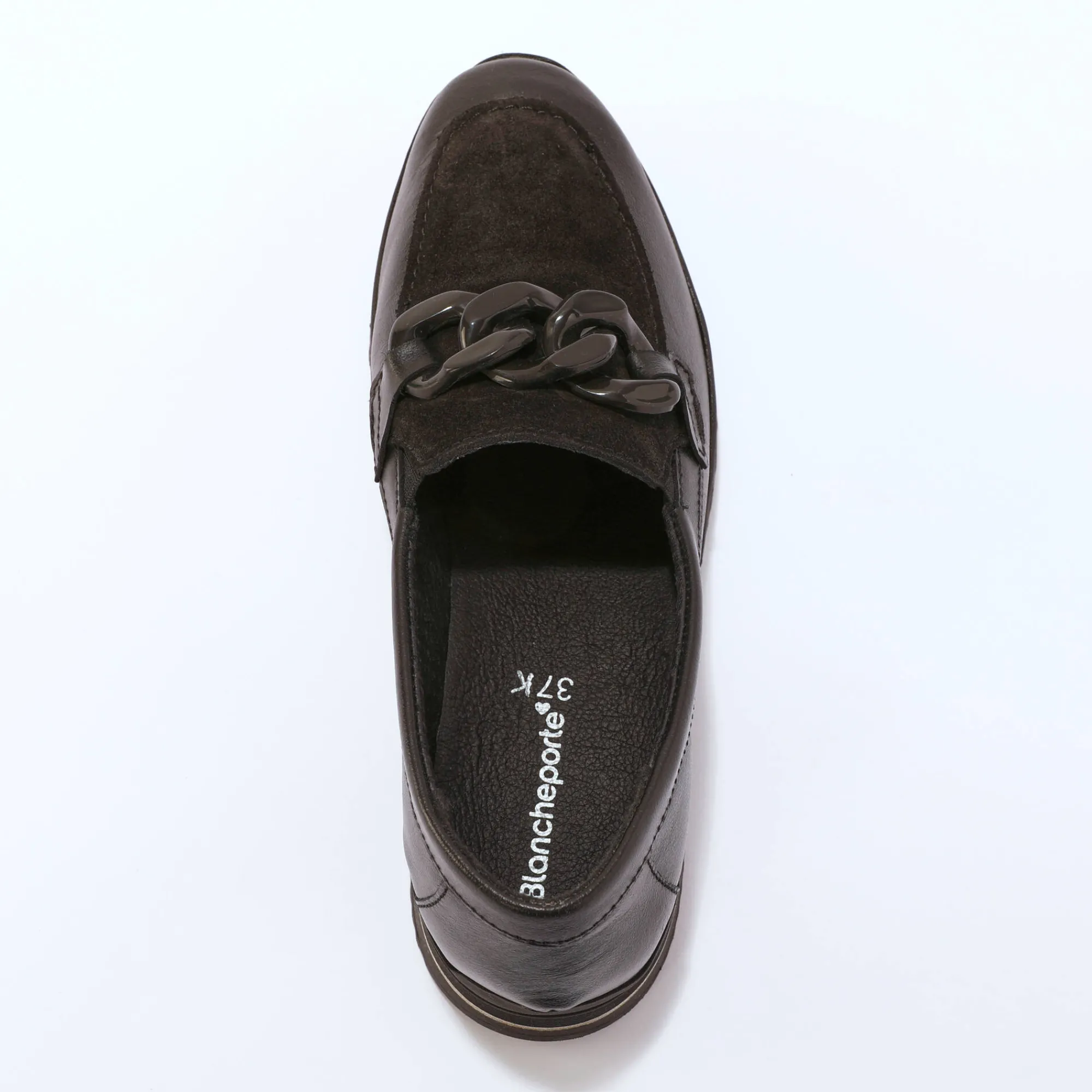 Derby's En Mocassins|Schoenen<Blancheporte Leren mocassins, breed model zwart