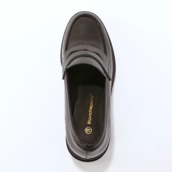 Derby's En Mocassins|Schoenen<Blancheporte Leren mocassins met hak, gekartelde zool zwart