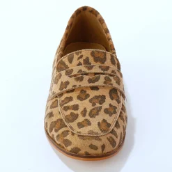 Derby's En Mocassins|Schoenen<Blancheporte Leren mocassins met luipaardmotief beige