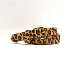 Sieraden En Feestaccessoires|Accessoires En Juwelen<Blancheporte Leren riem met luipaardprint, harig effect beige / zwart
