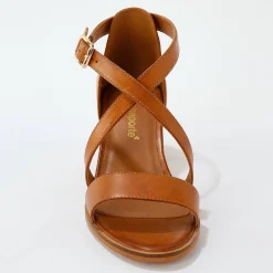 Sandalen En Espadrilles|Schoenen<Blancheporte Leren sandalen met hak bruin