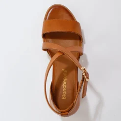 Sandalen En Espadrilles|Schoenen<Blancheporte Leren sandalen met hak bruin