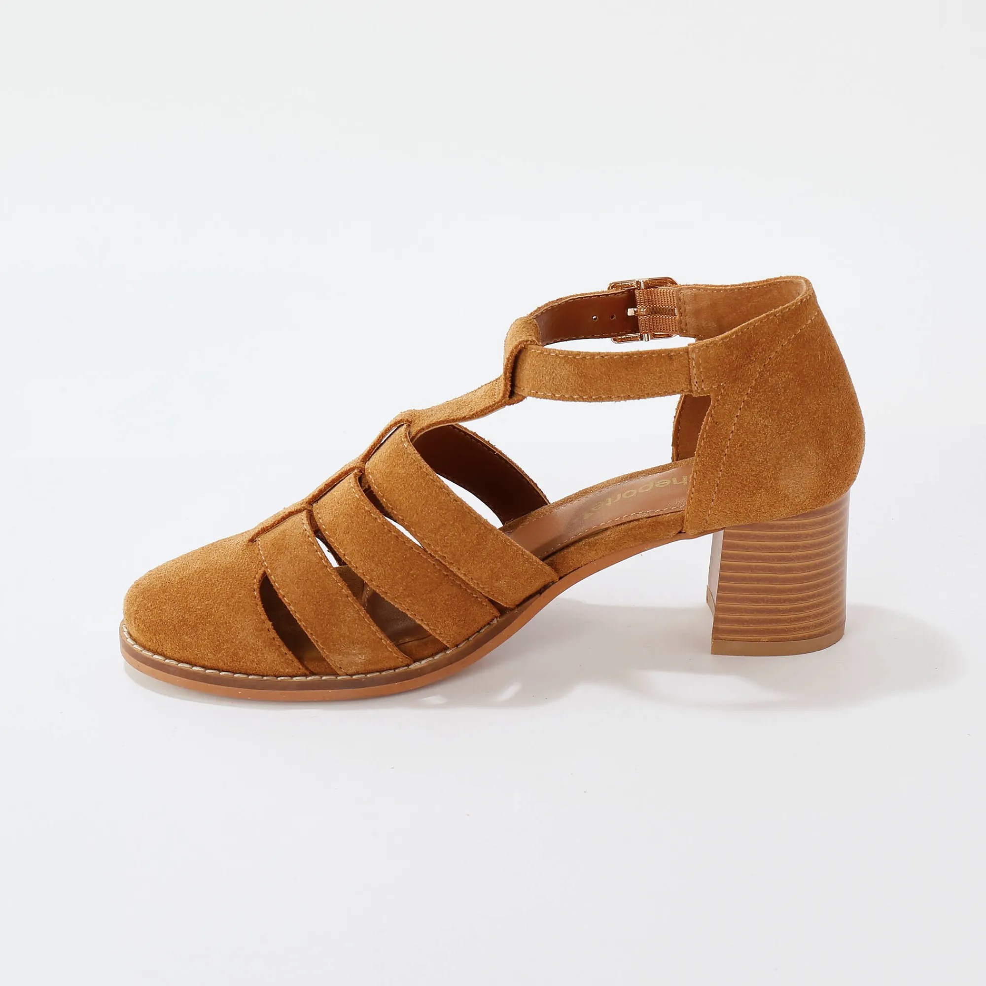 Sandalen En Espadrilles|Schoenen<Blancheporte Leren sandalen met hak beige