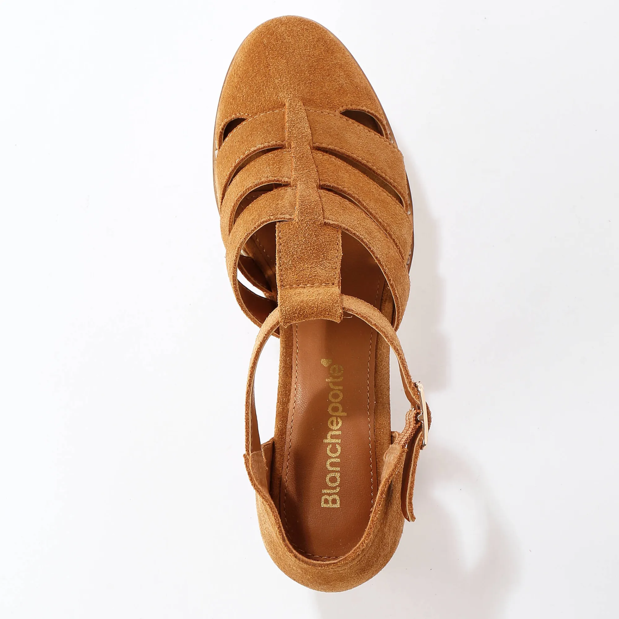 Sandalen En Espadrilles|Schoenen<Blancheporte Leren sandalen met hak beige