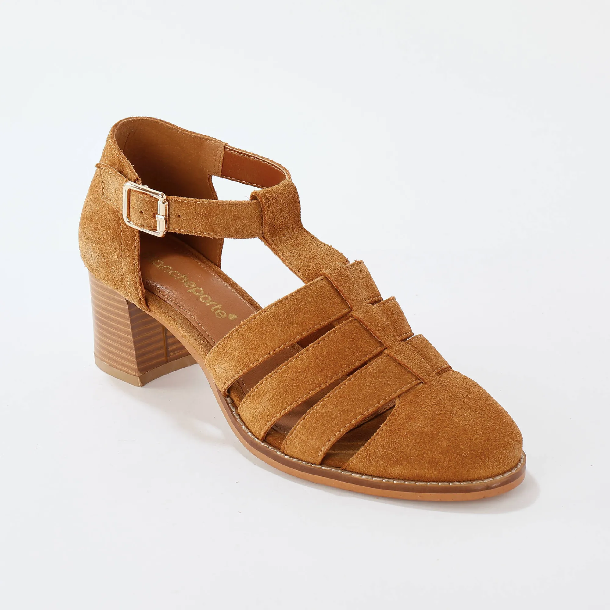 Sandalen En Espadrilles|Schoenen<Blancheporte Leren sandalen met hak beige