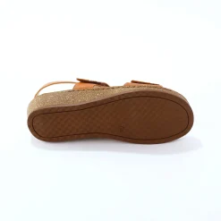 Sandalen En Espadrilles|Schoenen<Blancheporte Leren sandalen met scratchsluiting, comfortbreedte bruin