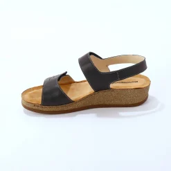 Sandalen En Espadrilles|Schoenen<Blancheporte Leren sandalen met scratchsluiting, comfortbreedte marine