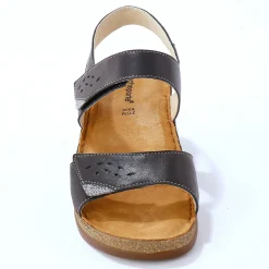 Sandalen En Espadrilles|Schoenen<Blancheporte Leren sandalen met scratchsluiting, comfortbreedte marine