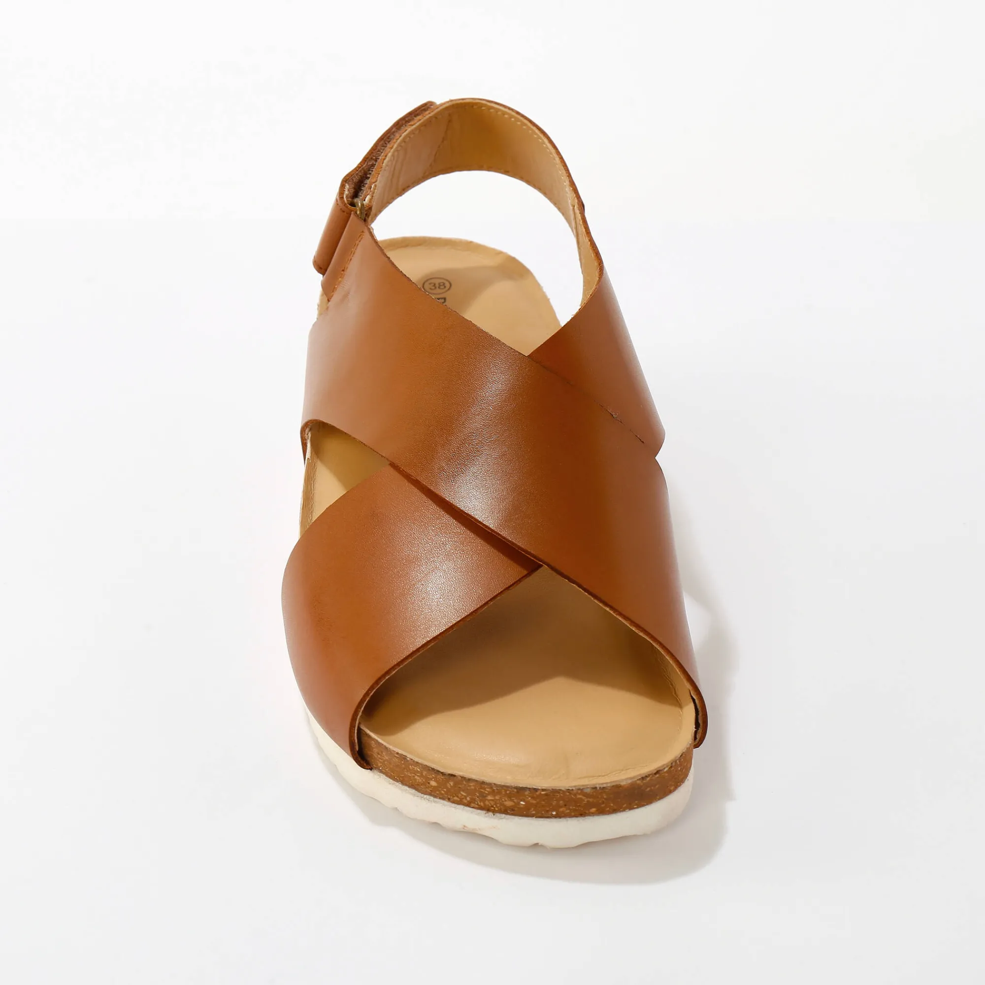 Sandalen En Espadrilles|Schoenen<Blancheporte Leren sandalen met sleehak en riempjes karamel