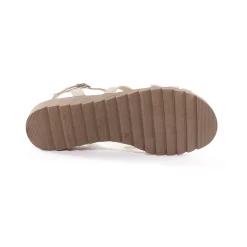 Sandalen En Espadrilles|Schoenen<Blancheporte Leren sandalen met sleehak, 2 materialen beige