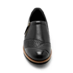 Derby's En Mocassins|Schoenen<PédiConfort Leren schoenen met sleehak, brede pasvorm - zwart
