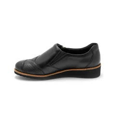 Derby's En Mocassins|Schoenen<PédiConfort Leren schoenen met sleehak, brede pasvorm - zwart