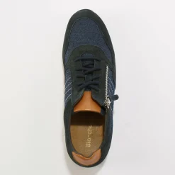Schoenen|Schoenen Heren<Blancheporte Leren sneakers in 2 materialen, veters en rits marine