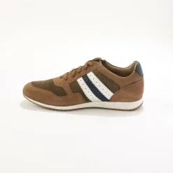 Schoenen|Schoenen Heren<Blancheporte Leren sneakers in 2 materialen, met veters en rits bruin