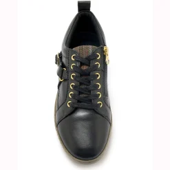 Baskets En Sneakers|Schoenen<PédiConfort Leren sneakers in derbymodel, comfortabele breedte zwart